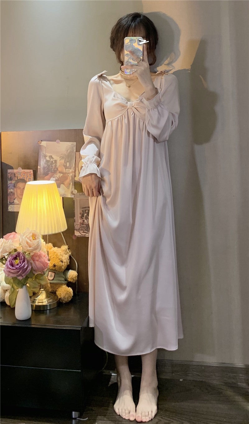 Princess Style Nightgown Women Sexy Satin Nightwear Loose Kimono Bath Gown Nightdress Summer Sleepwear Wedding Night Dress